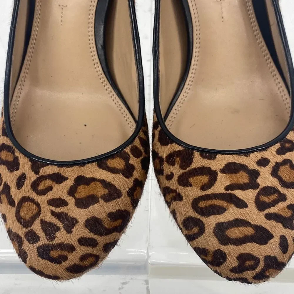 Banana Republic Genuine Calf Hair Pumps Animal Print Leopard Heels Brown Tan‎ 7